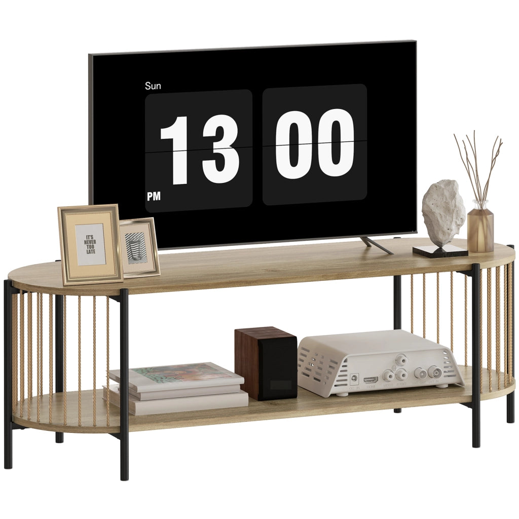 Mobile TV stile boh¨¦mien ¨C Xylo ¨C legno naturale con ripiani aperti 124x43,5x41 cm