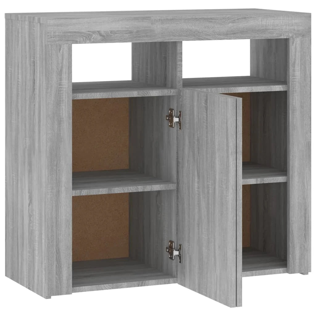 Buffet credenza cassettiera armadio mobile contenitore organizer per cucina soggiorno salotto con luci LED Sonoma 80 x 35 x 75 cm grigio 02_0030081