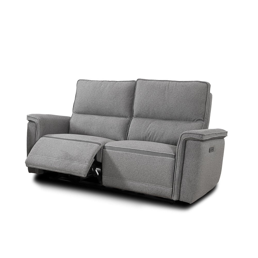Divano recliner elettrico Velveta 2 posti tessuto grigio 164 cm
