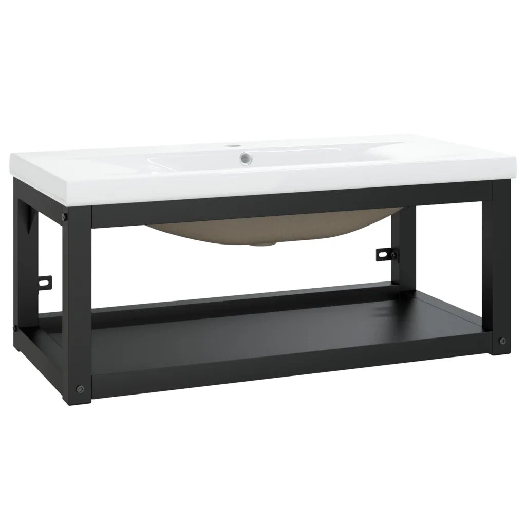 Telaio per Lavabo da Bagno con Lavabo Integrato Nero in Ferro CFW1530993