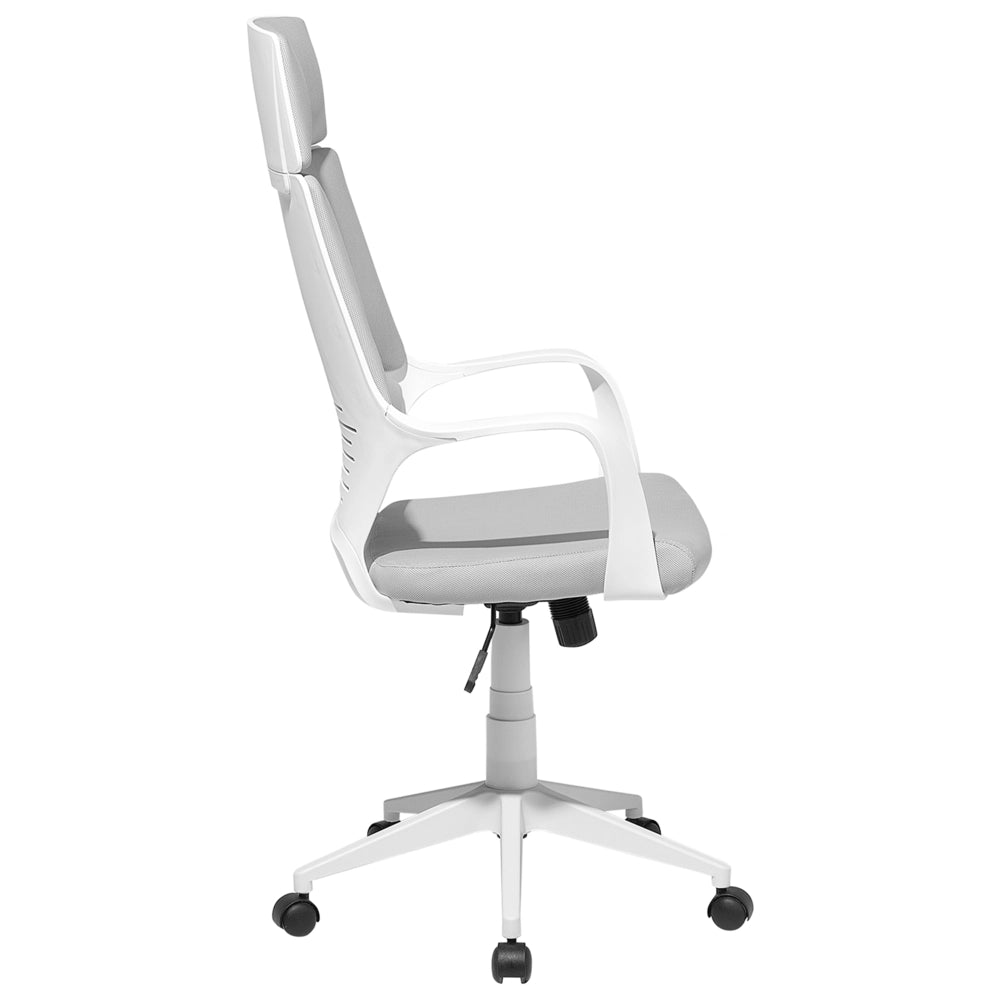 Sedia da ufficio in tessuto grigio e bianco girevole per computer da scrivania Seduta regolabile Schienale reclinabile