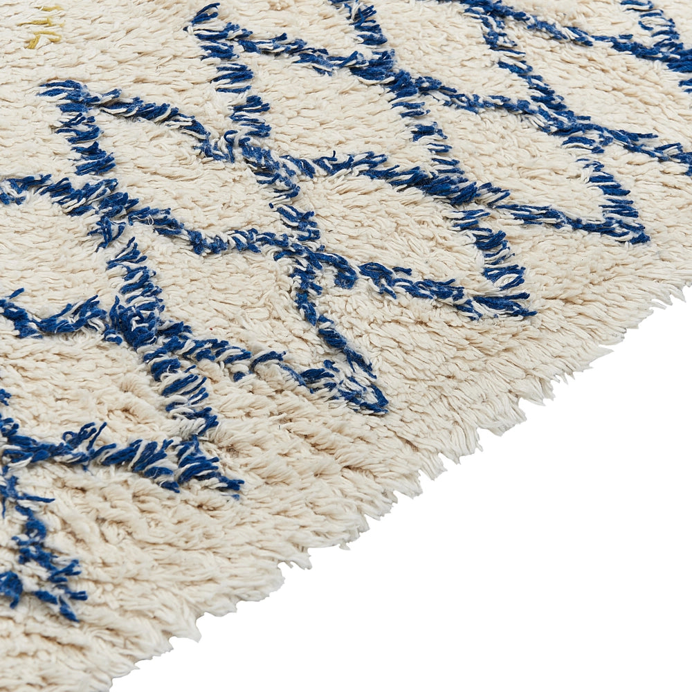 Tappeto in cotone beige 140 x 200 cm rettangolare frange motivo geometrico soggiorno camera da letto