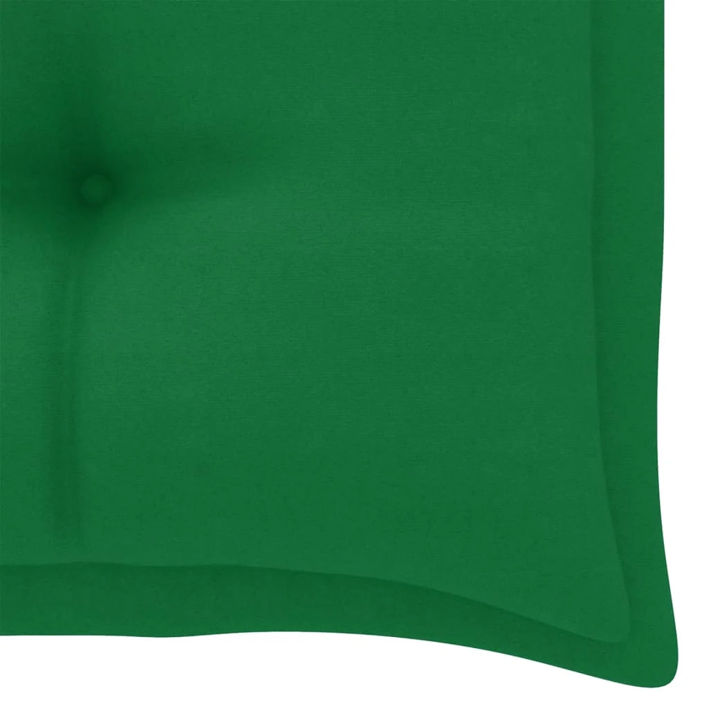 Panca da giardino arredo da esterno terrazza con cuscino verde 112 cm legno massello di teak 02_0011558