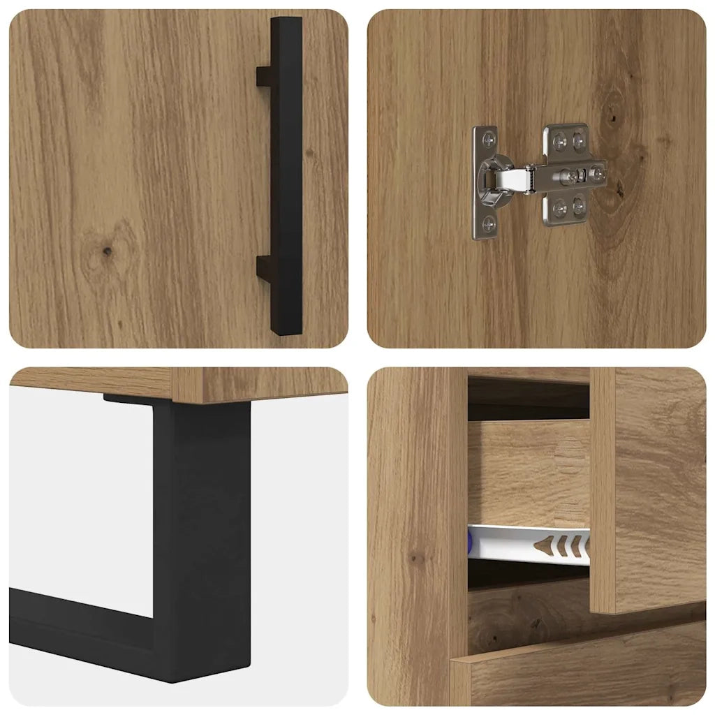 Credenza con Cassetto-Buffet-Armadio da cucina Rovere artigianale 69,5 x 34 x 90 cm 778676