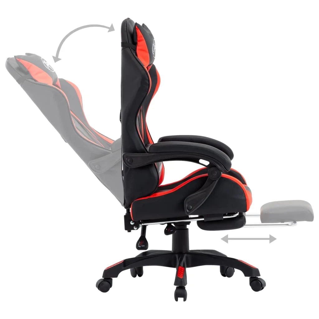 Sedia/seduta girevole da ufficio per uso computer studio videogiochi e con poggiapiedi realizzata in similpelle rossa 02_0024225