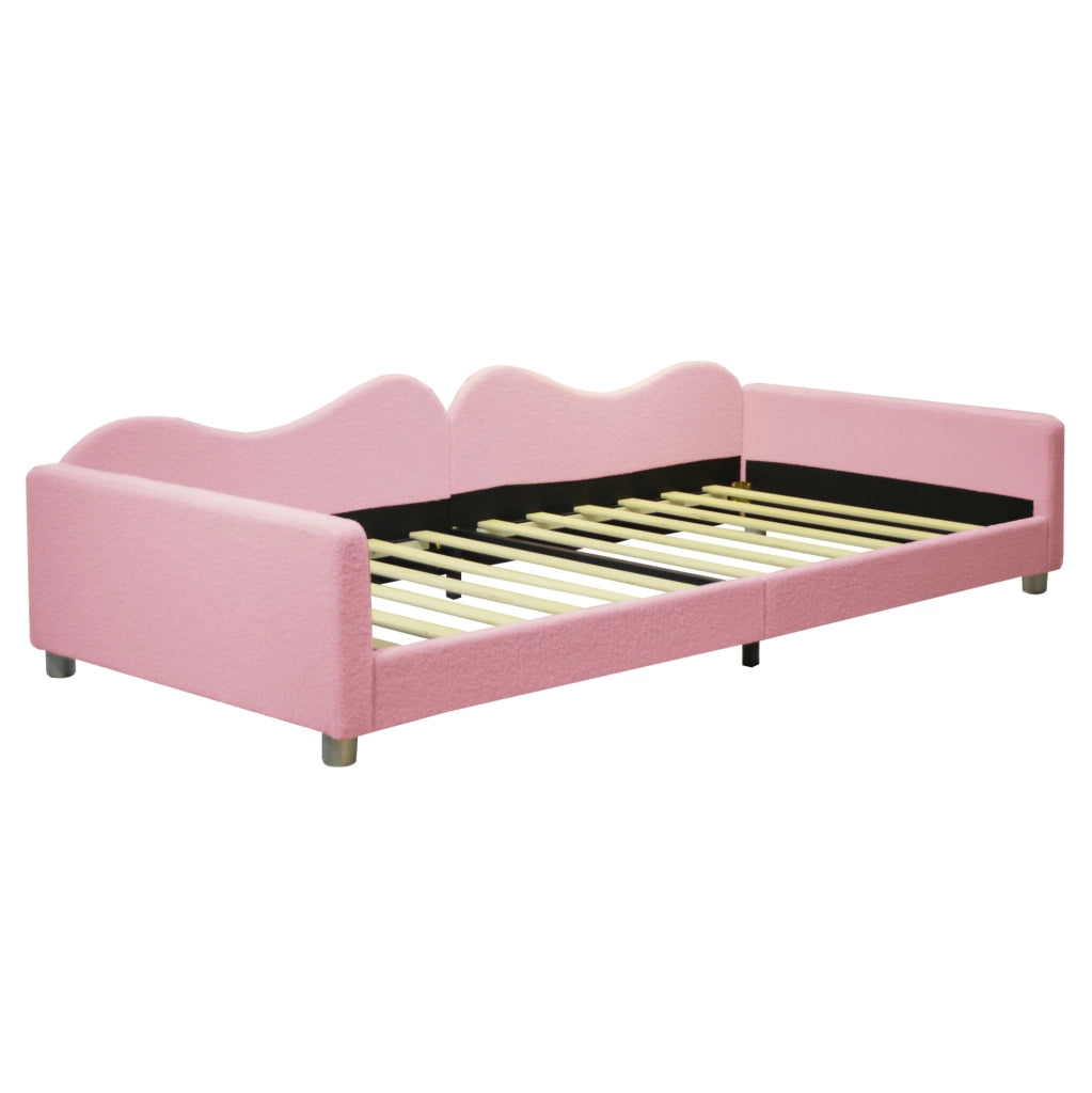 Letto per bambini 90x200 cm utilizzabile come divano letto con doghe, rosa