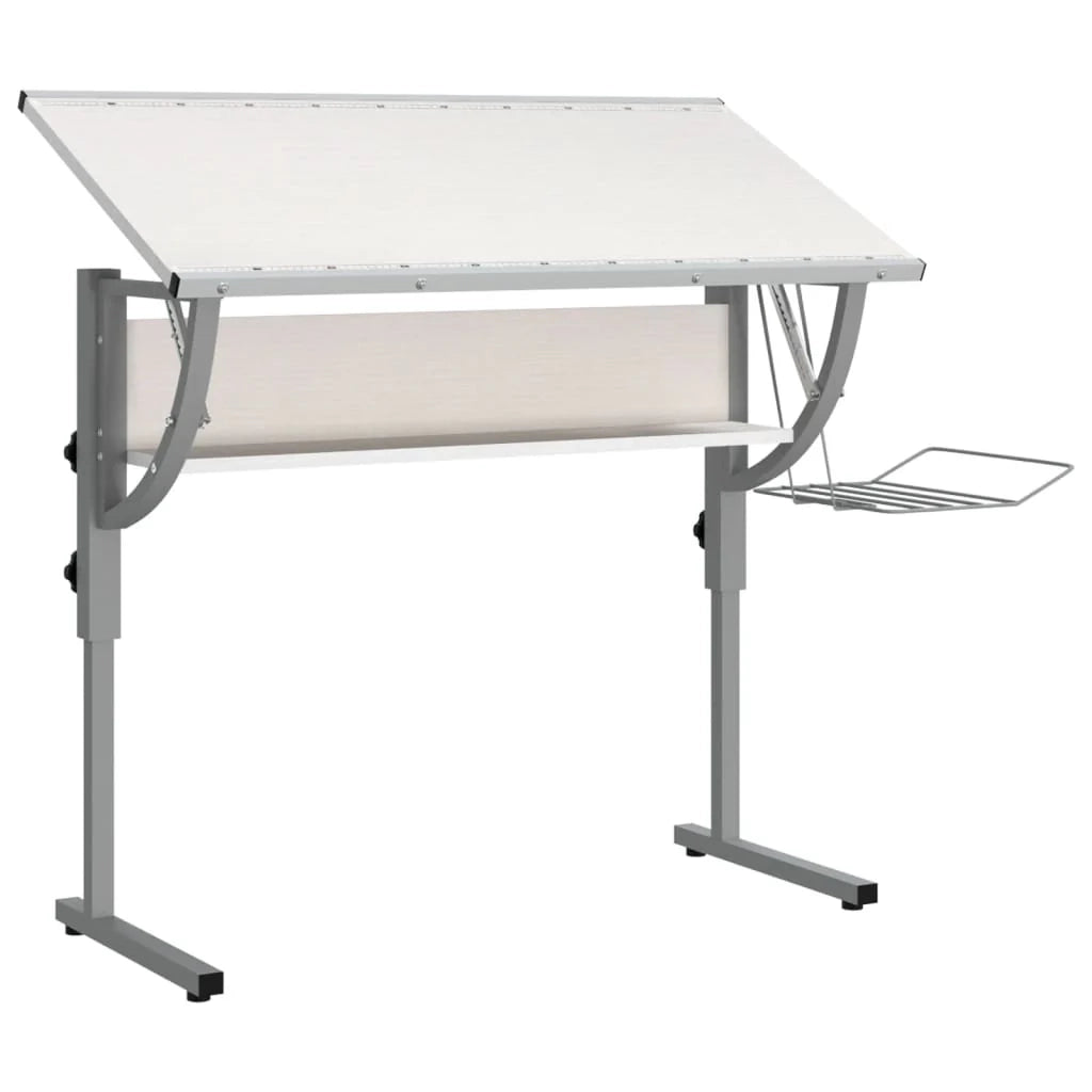 Scrivania tavolo postazione di lavoro mobile per computer studio al computer artigianato 110 x 53 x (58-87) cm bianco 02_0023698
