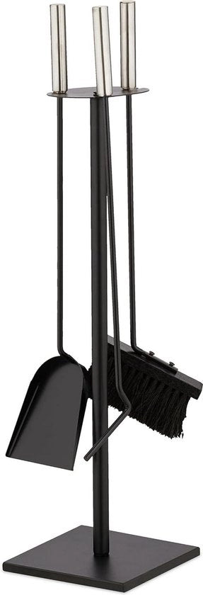 Kit di accensione 4 in 1 moderno attrezzo per camino pala spazzola e setaccio nero - camino aperto