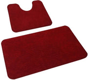 Set di tappeti da bagno 2 pezzi, tappeto da bagno morbido a microfibra con foro, tappeto antiscivolo da bagno, set di tappeti da bagno lavabili rosso, 50x80 + 50x40 cm
