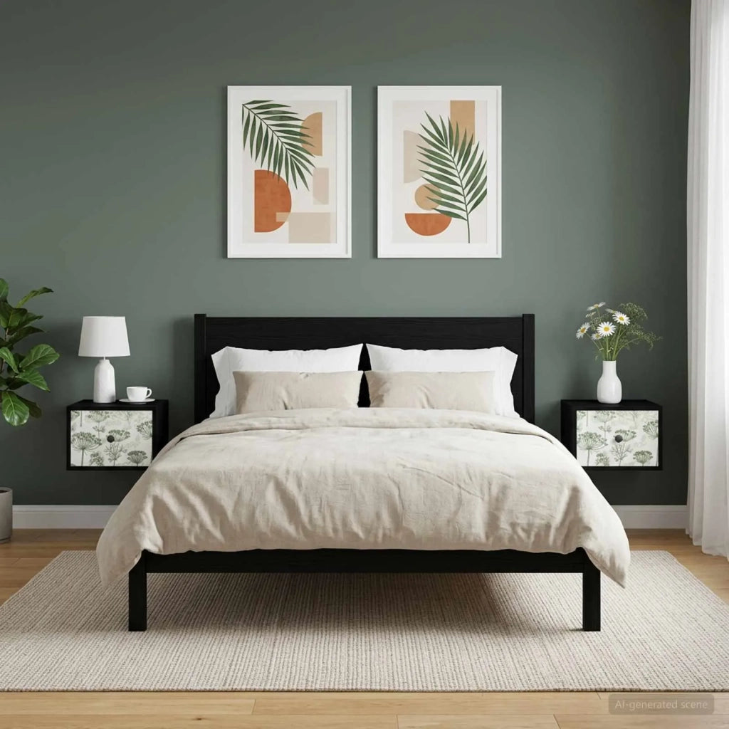 Mobiletto da comodino a parete GOTHA 2 pz Rovere Nero 8007508