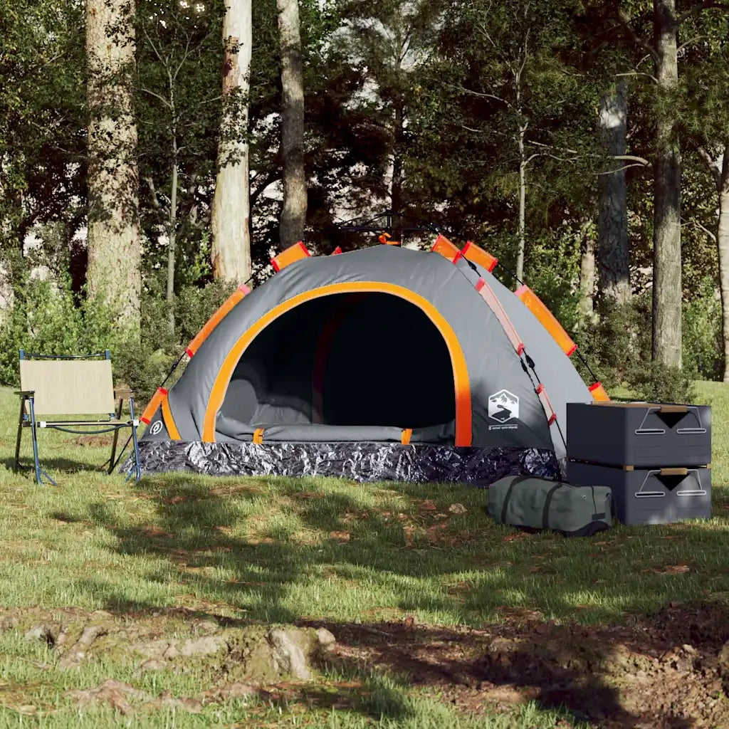 Tenda campeggio | Tenda da campo 2 Persone Grigio e Arancione a Rilascio Rapido
