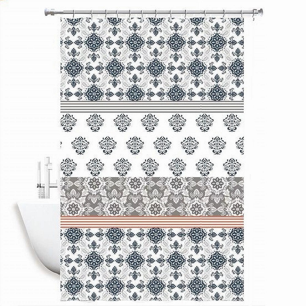 Trade Shop - Tenda Doccia Antimuffa Impermeabile 180 X 200cm Con Anelli Bagno Maioliche 59519 -