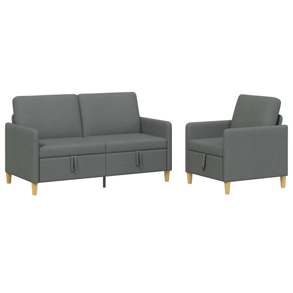 Set di Divani con Storage 2 pcs Grigio Scuro Poliestere 3429177