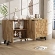 Credenza 160;5x35;5x78 cm con 4 ante; ripiani regolabili; pannello truciolare; colore naturale
