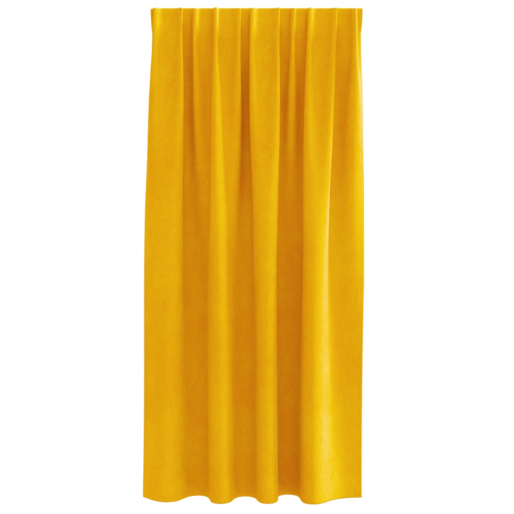 Tende Blackout  con nastro superiore 2 pz Giallo Senape Velluto