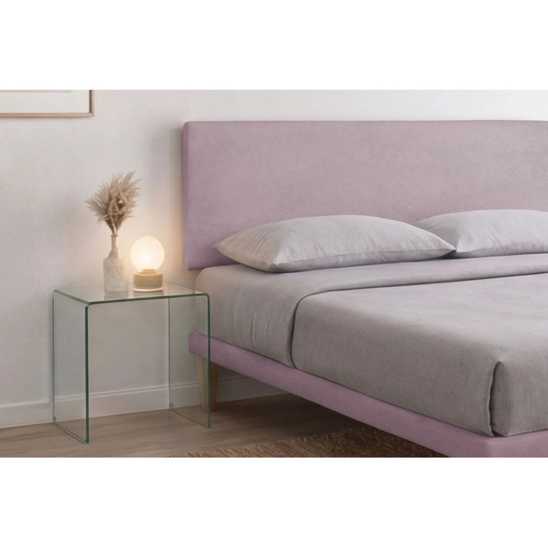 Letto imbottito Matrimoniale 180x200 cm Flat - Con rete,Glicine,Microfibra
