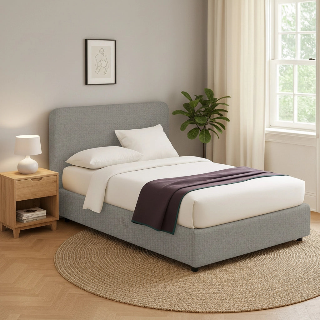 Reading, Letto Singolo Sfoderabile Made in Italy, Grigio Cenere