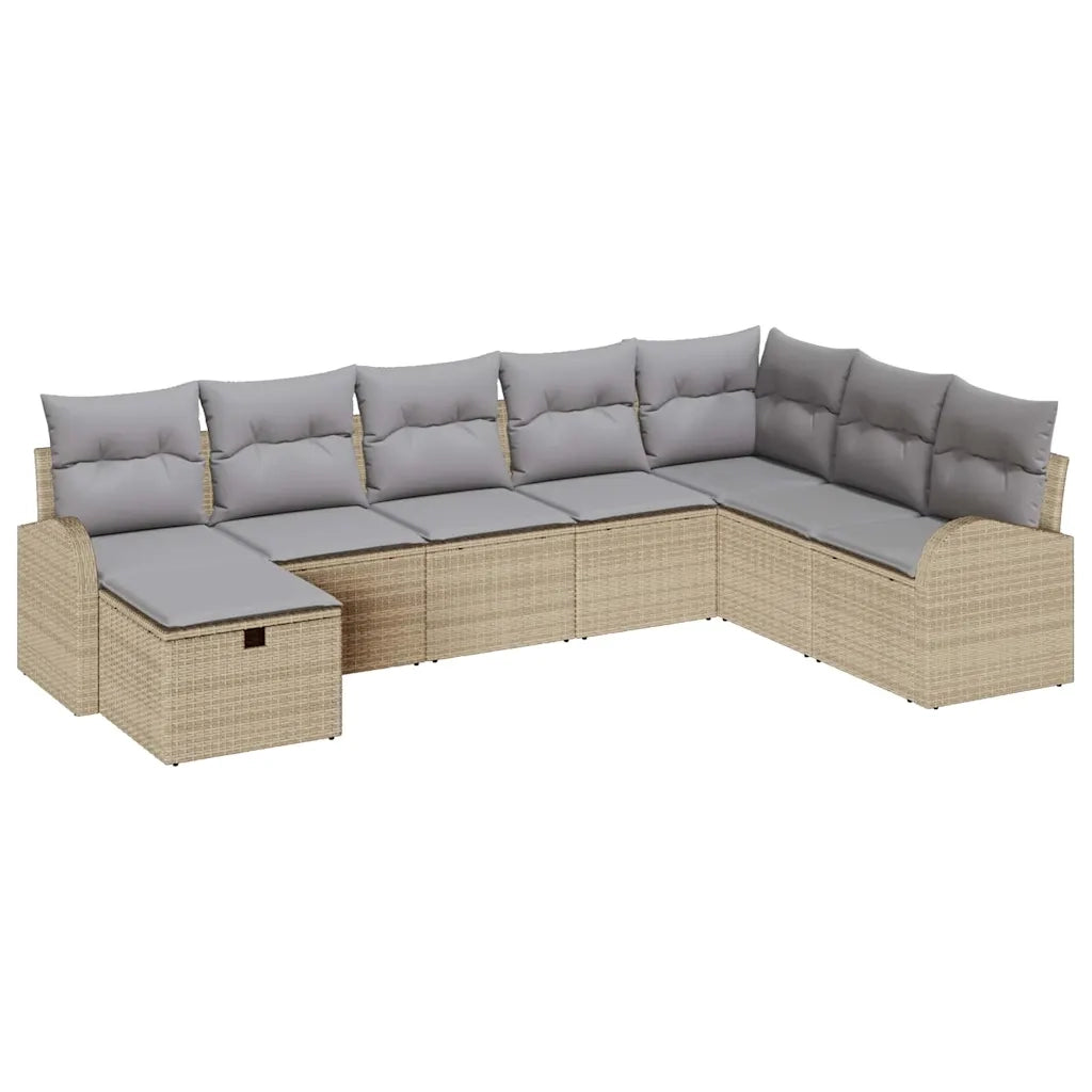 Set di divani con cuscino beige e grigio chiaro polyrattan 3359129