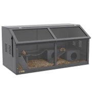 Gabbia per Piccoli Animali, per Roditori, in Legno di Pino, 100 cm x 52 cm x 50 cm, Grigio