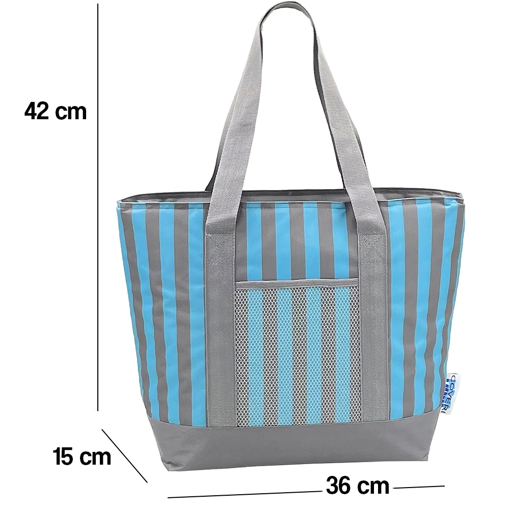 Borsa Frigo a Mano Capacità 17.5 L Borsetta Refrigerante a Strisce 42x15x36 cm