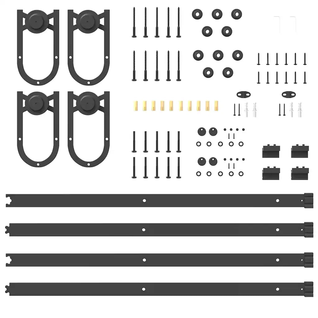 Kit di Binari per Porte Scorrevoli 400 cm Acciaio Nero 3295794