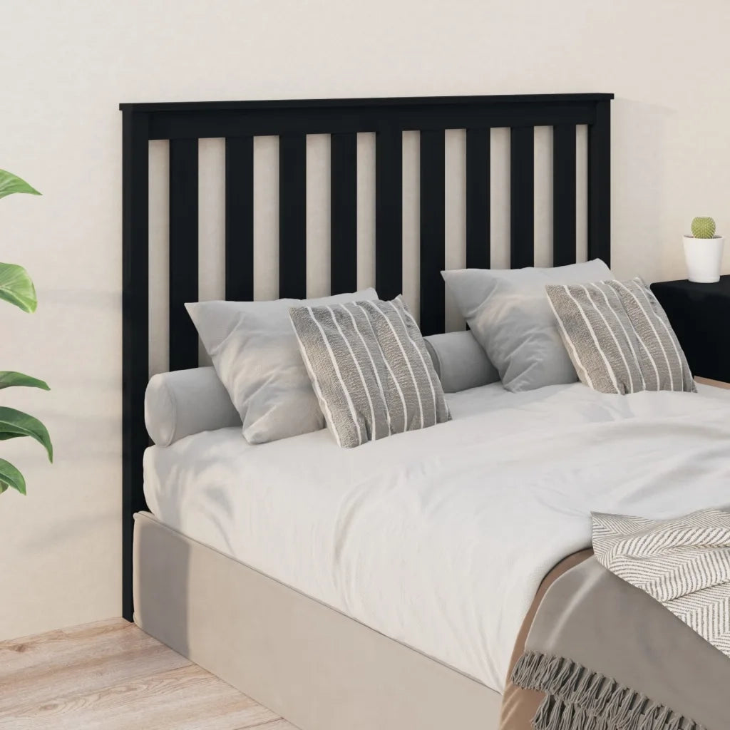 Testiera | Testata per Letto Nera 126x6x101 cm in Legno Massello di Pino