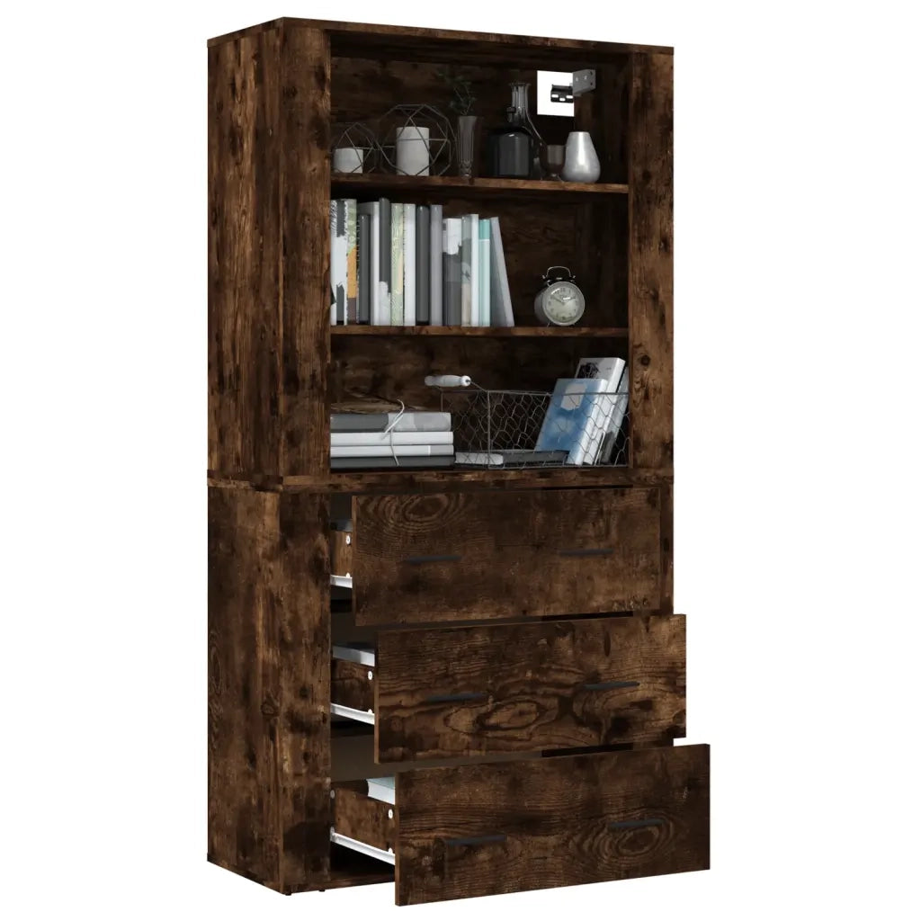 Credenza-Buffet-Armadio da cucina Rovere Fumo in Legno Multistrato 722528