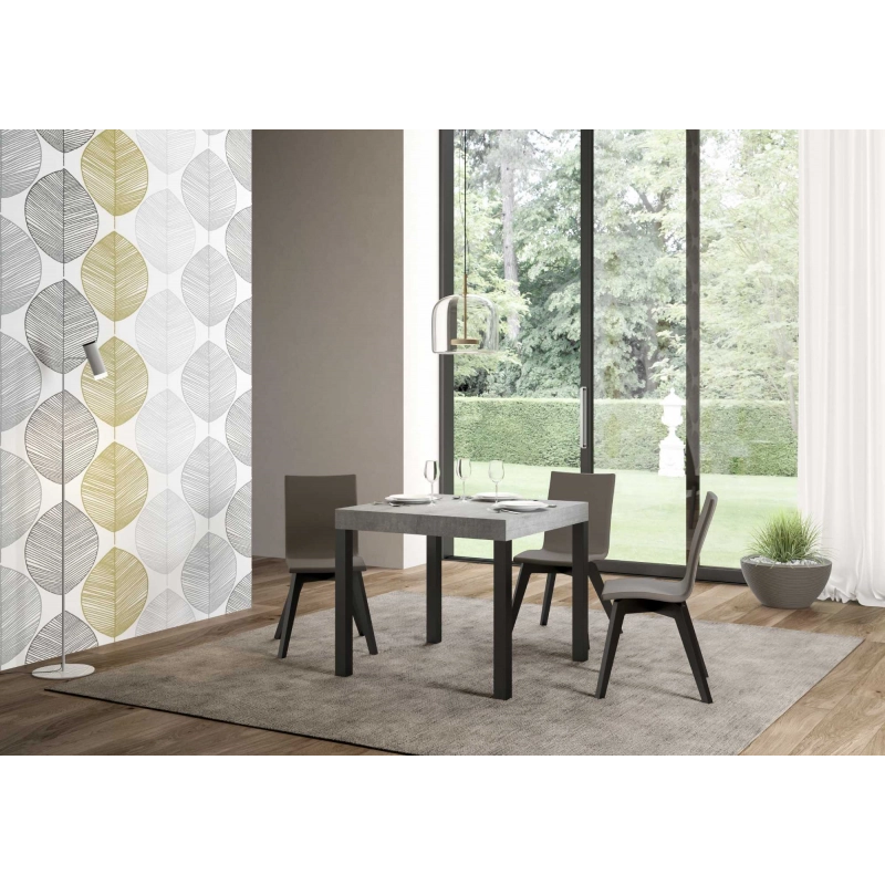 Tavolo allungabile 90x90/246 cm Everyday telaio Antracite - Cemento