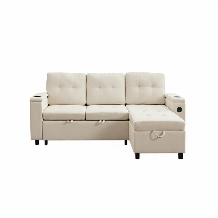 Divano angolare - Xylo - 208x146cm letto 3 posti beige