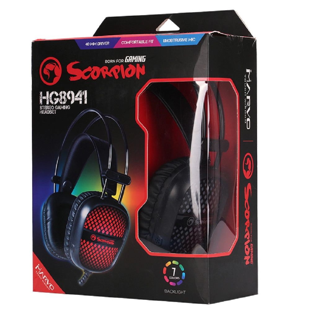 Trade Shop - Marvo Scorpion Hg8941 Cuffie Gaming Usb Pc Auricolare Microfono Retroilluminata -