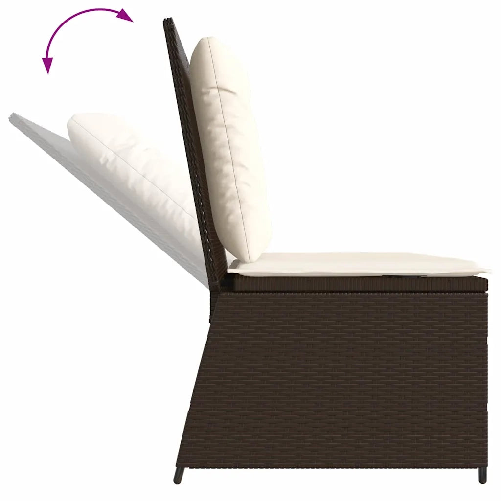 vidaXL Panchina da giardino con cuscino Marrone Poly Rattan