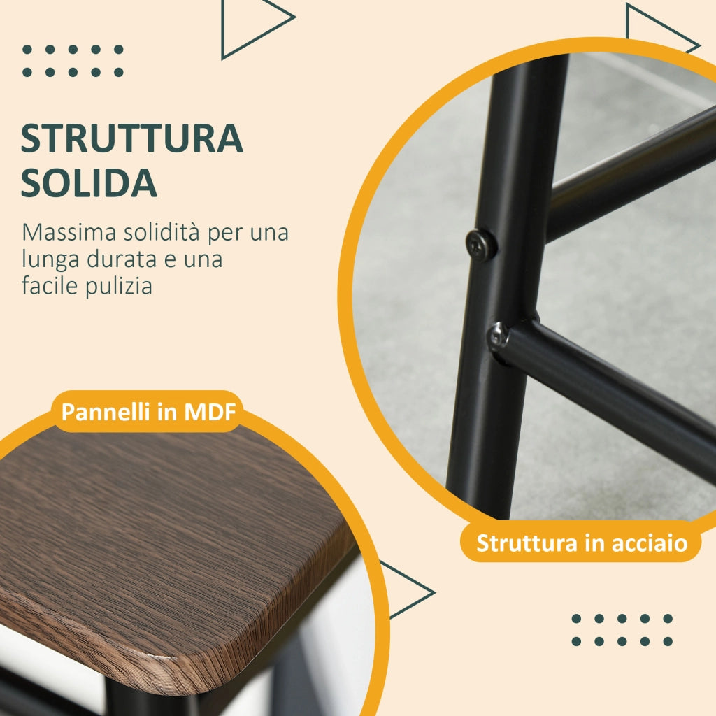 Tavolo da bar con 2 sgabelli ¨C Zephmum ¨C Acciaio, 75x75x110 cm