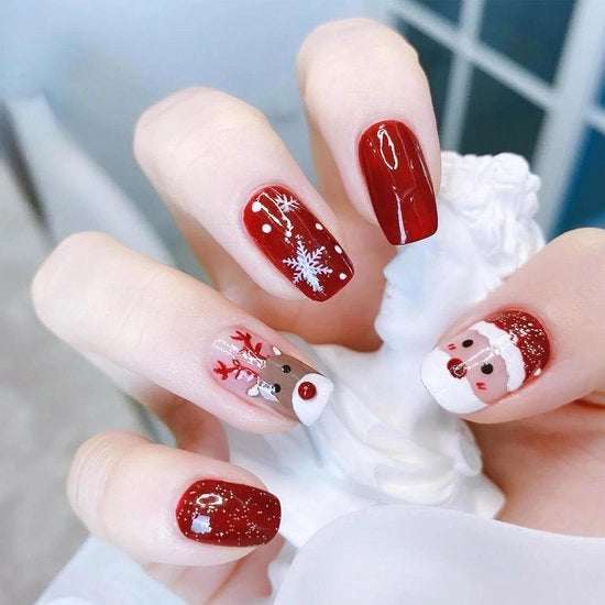 24 pezzi di stuzzicadenti corti con disegno di fiocco di neve di eland - Stuzzicadenti lucidi per manicure - Donna -