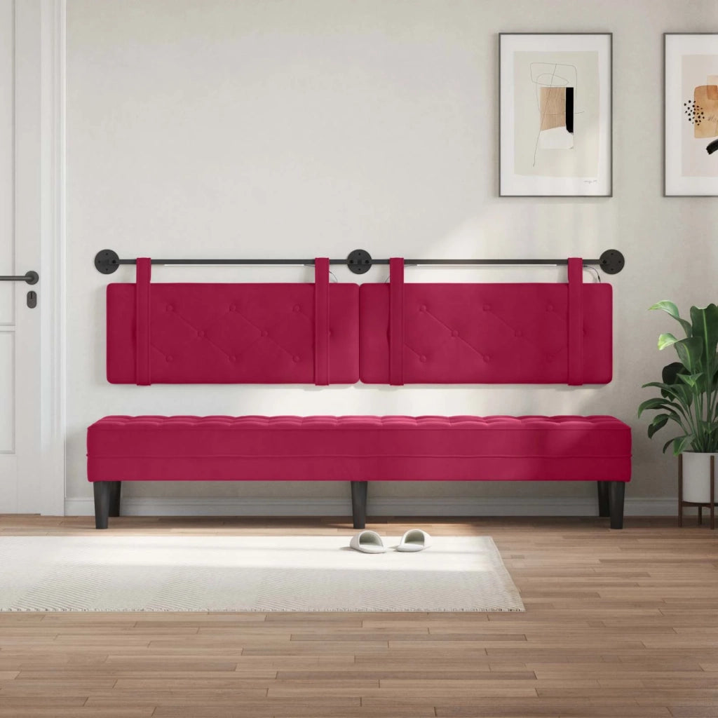 Testiera sospesa Con luce LED Rosso Vino Velluto 3424250