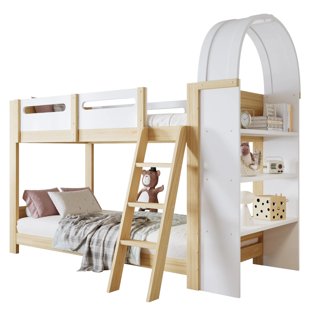 Letto a castello per bambini 90x200 cm con scaffale