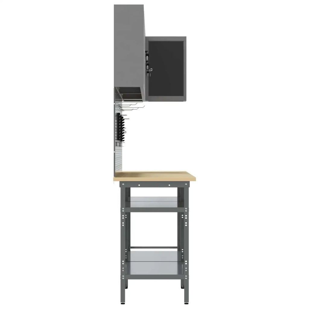 Set di mobili da lavoro con lo scaffale 10 pcs Nero e Grigio 3321514