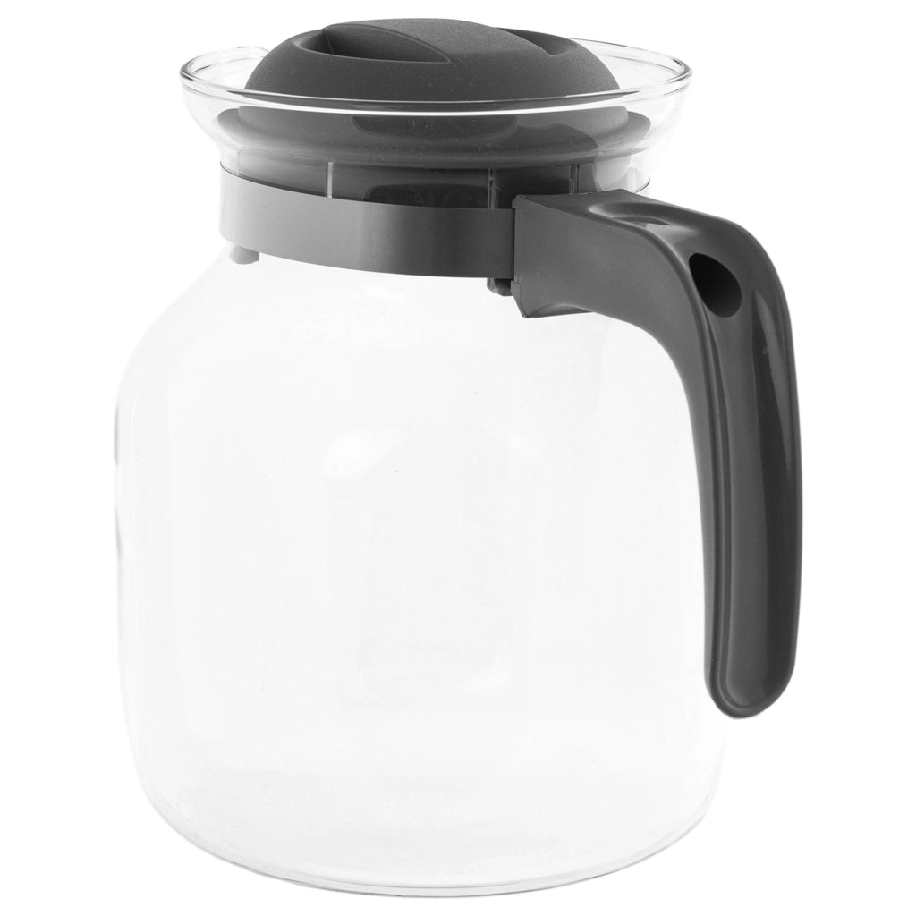 KADAX Brocca in vetro per tè e caffè da 1,5 l, resistente al calore, con coperchio, colore grigio.