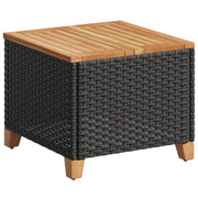 Tavolo da Giardino | Tavolino da esterno Nero 45x45x37cm in Polyrattan e Legno Acacia