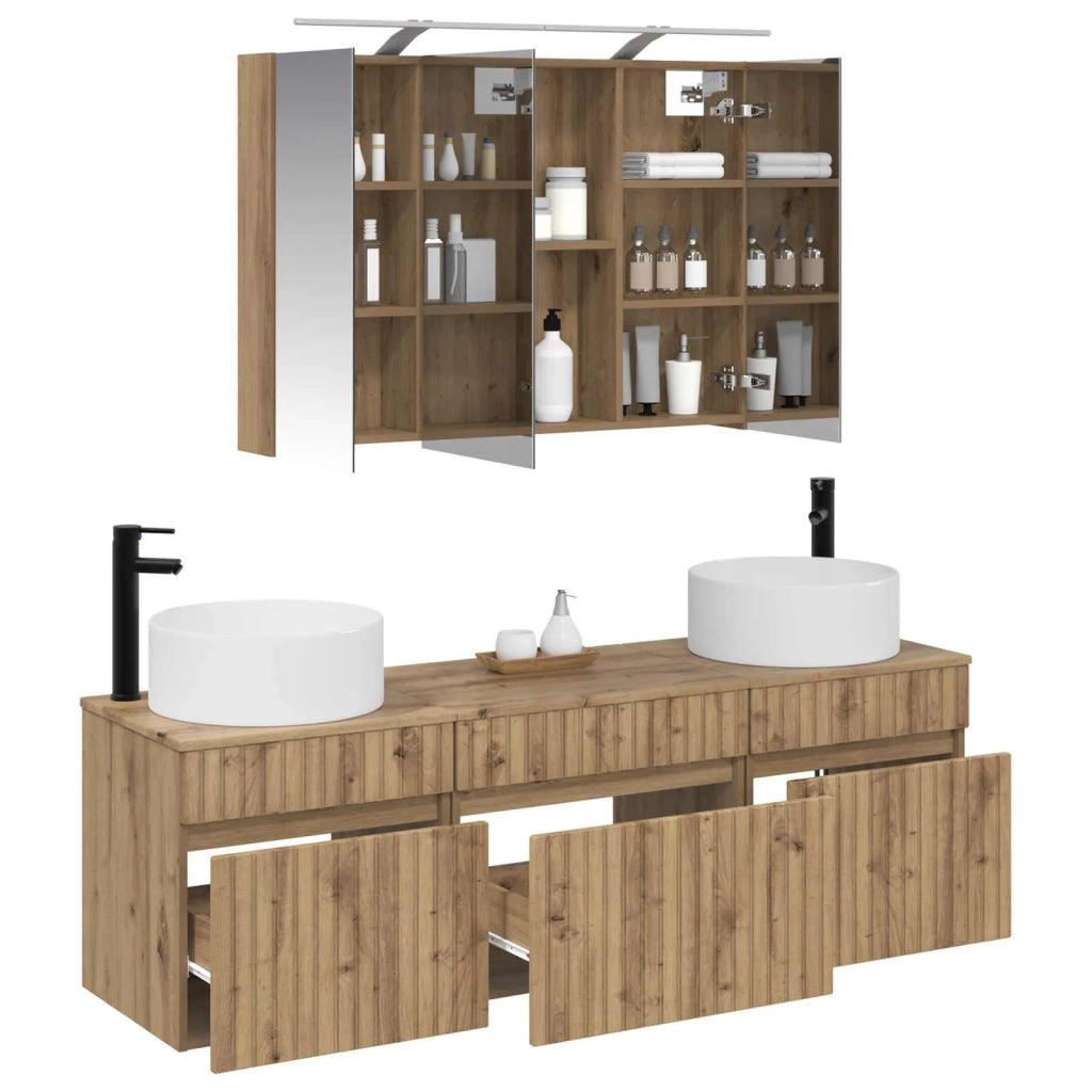 Set di Armadi da Bagno 4 pcs Rovere Artigianale 3406662
