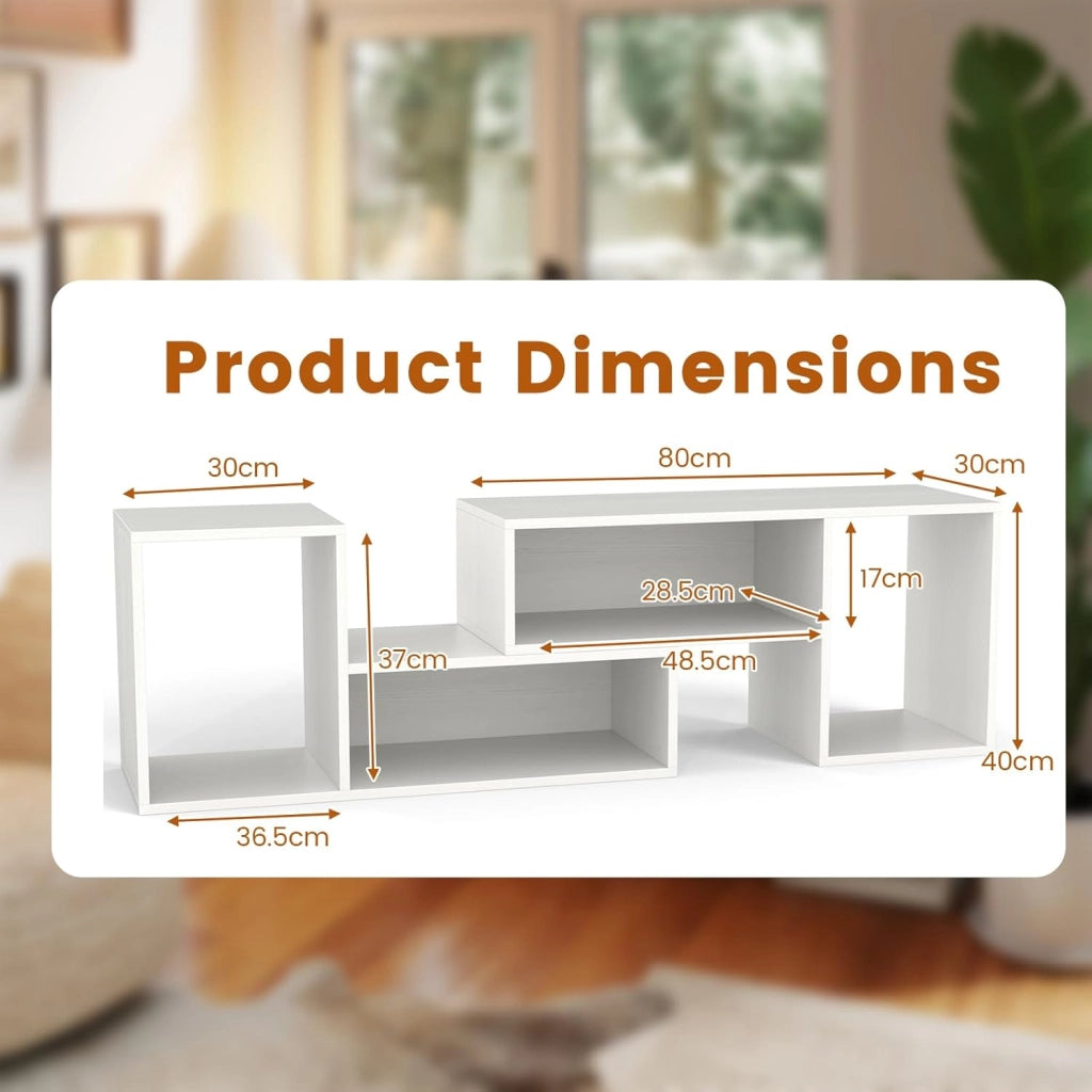 Mobile per TV, combinabile, in legno, 2 pezzi, per TV fino a 60 pollici, scaffale angolare multifunzionale, colore: bianco