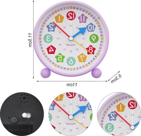 Alarme stile e alimentato da batterie, sveglia silenziosa per bambini per camera e cucina.