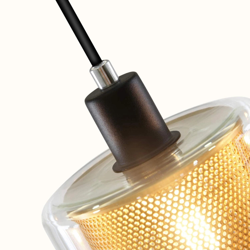 Lampada a sospensione ZMH E14 nero e oro in metallo stile industriale retr¨° 3 luci