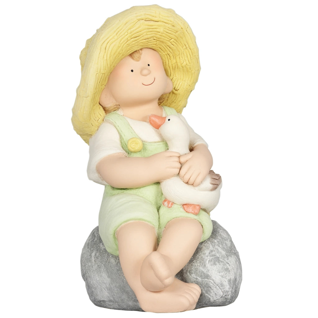 Statua da Giardino Ragazzo con Cappello di Paglia ¨C Zephmum ¨C 23.5x25x43 cm