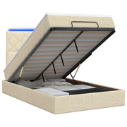 Letto Ottomano con Materasso e LED Crema 120 x 200 cm Tessuto 3458150