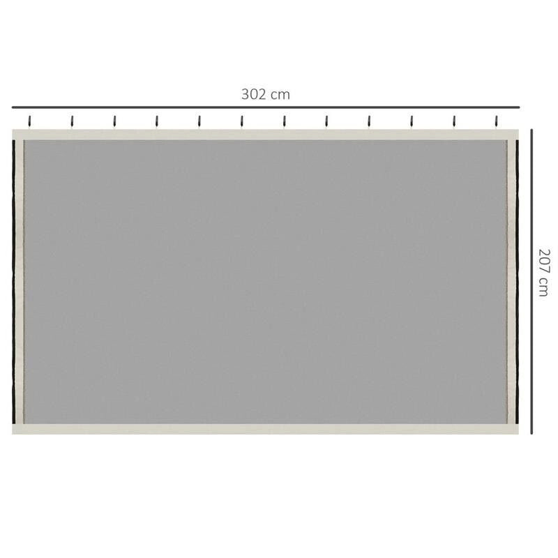 ZANZARIERA PER GAZEBO 3X3M CON CERNIERE E ANELLI, PANNELLI DA 302X207CM, NERO/BEIGE