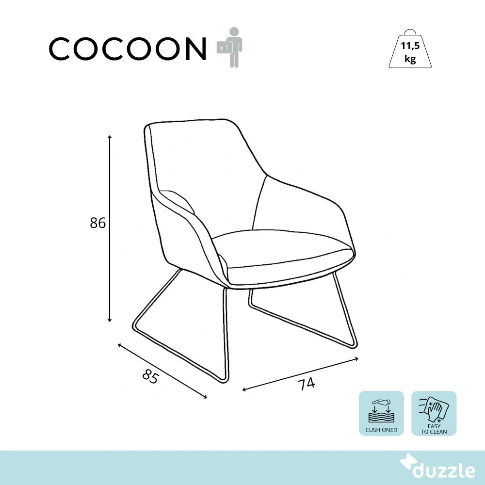 Cocoon, Set di 2 Poltroncine in polipropilene Giallo (L. P. H. 74 x 85 x 86) | Duzzle