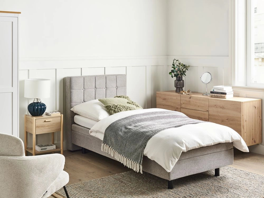 Letto Tessuto Grigio Chiaro Elettrico Regolabile con Telecomando 90 x 200 cm