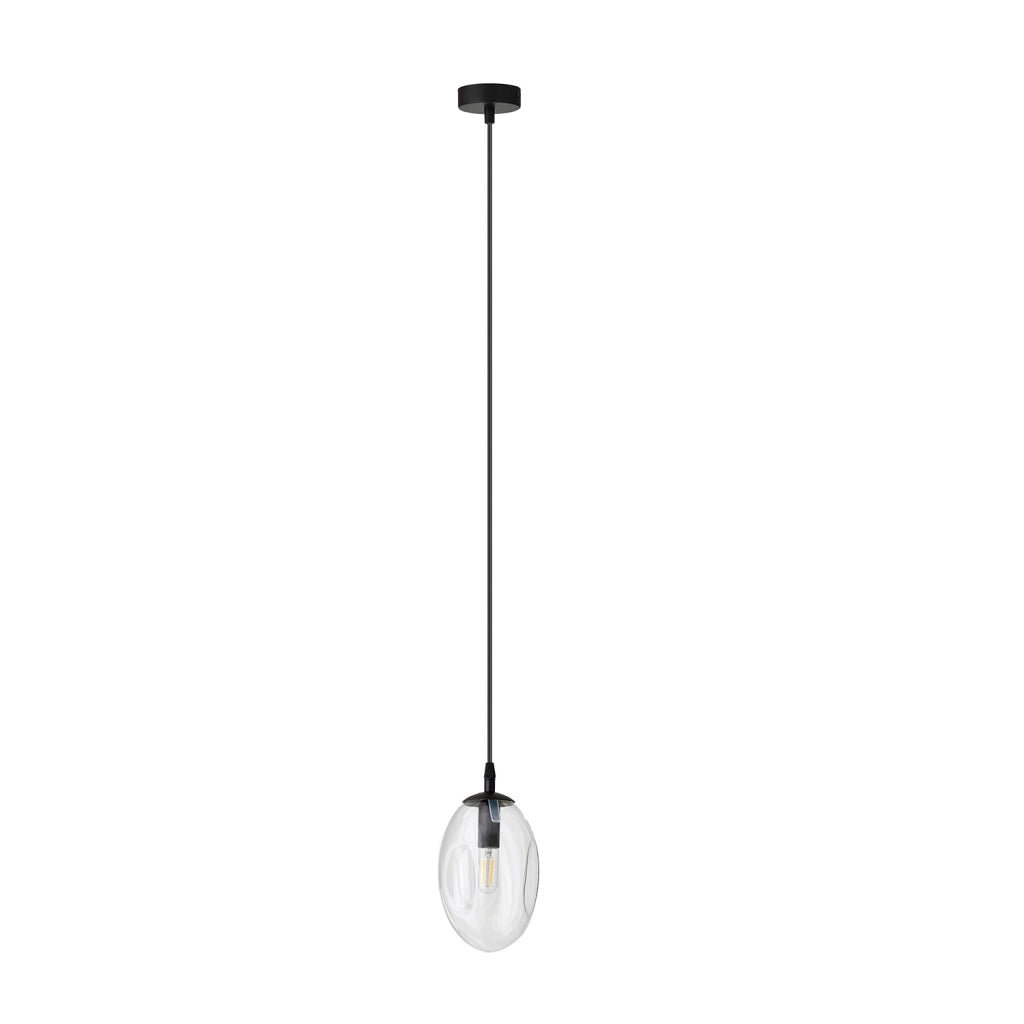 Sospensione Minimal 1 Luce Atalanta Acciaio Nero E Vetro Trasparente
