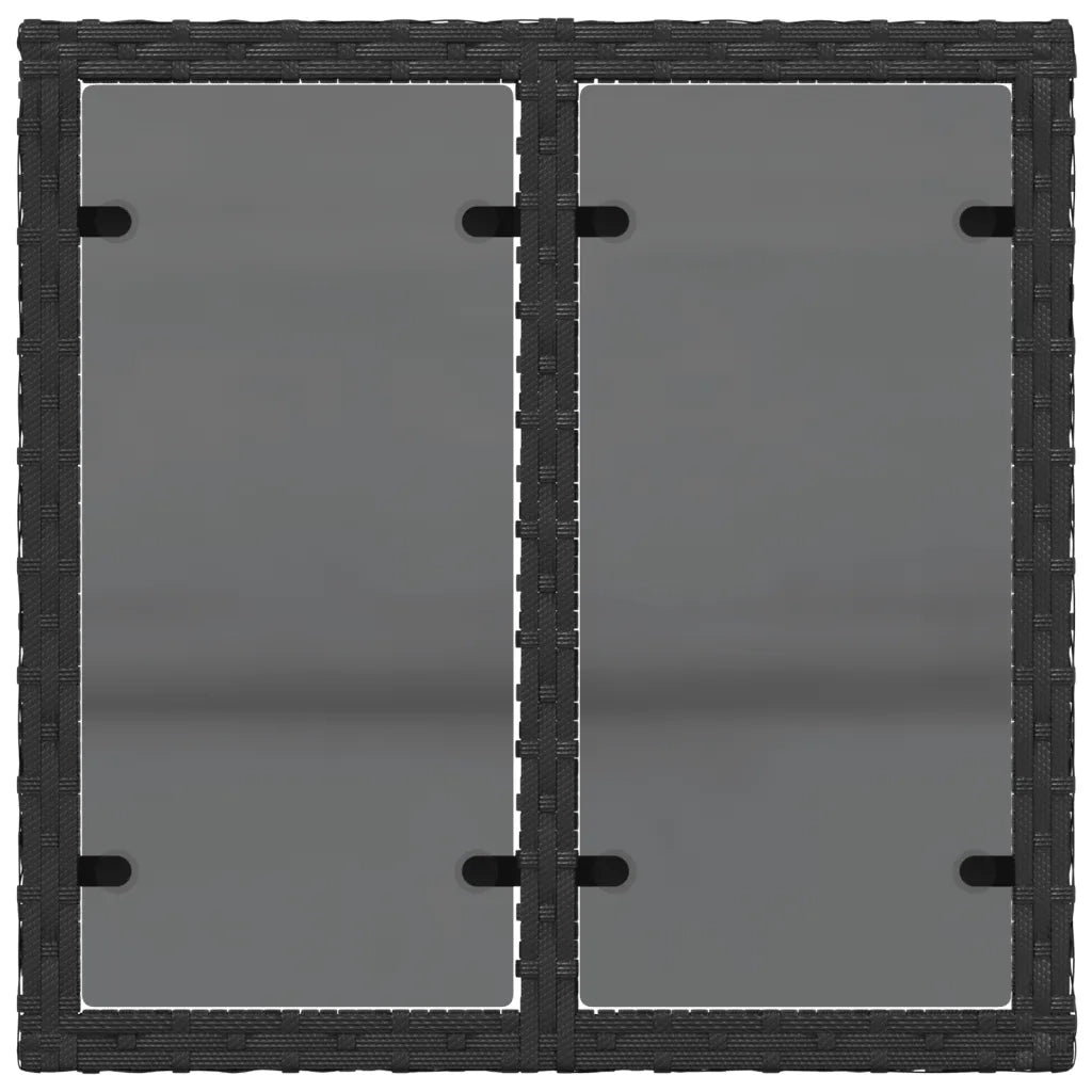 Tavolo da giardino con piano in vetro nero 55x55x37 cm in polyrattan 365969