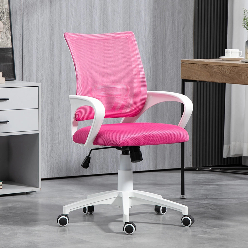 Sedia da ufficio girevole in rete con schienale regolabile e braccioli ¨C zephmum ¨C rosa